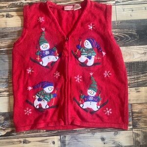 Bobbie Brooks Red Knit Snowman Sweater Vest